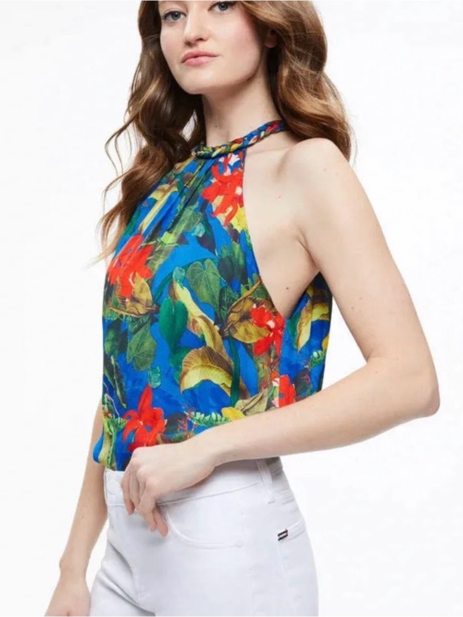 Alice Olivia Maris Tropical Halter Top S